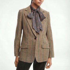 Brooks Brothers Houndstooth Relaxed 100% Wool Blazer Jacket